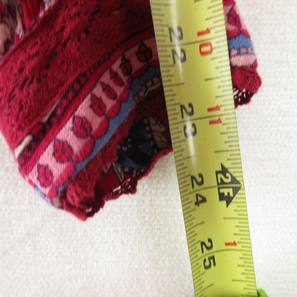 Maeve for Anthropologie Gretchen Blouse Size 2 Red Patchwork Floral LS Peasant - Picture 11 of 13